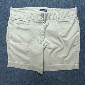 Lands' End Chino Shorts Tan Khaki Size 12 Fit 2 Cotton Stretch Preppy Summer VTG